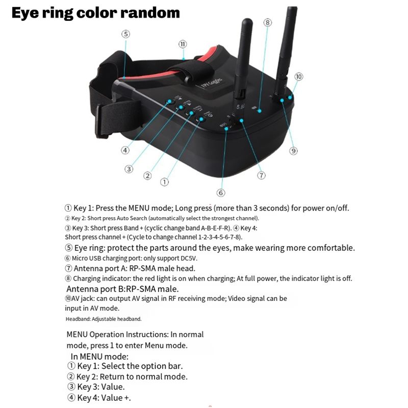 B92B VR009 5.8G FPV Goggles 40 - огляд і ціна Fpv Drone Goggles
