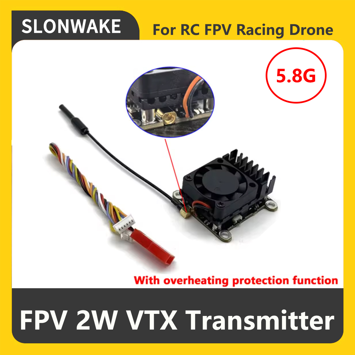 SLONWAKE 5.8G 2000mW FPV VTX T - огляд і ціна Fpv Drone Vtx