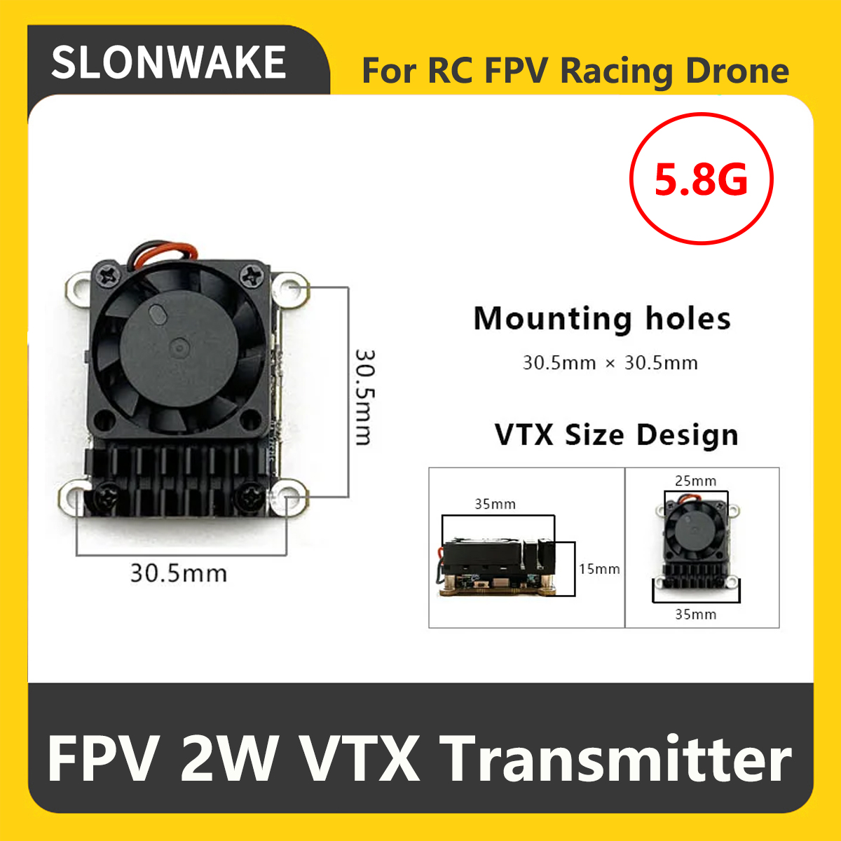 SLONWAKE 5.8G 2000mW FPV VTX T - огляд і ціна Fpv Drone Vtx